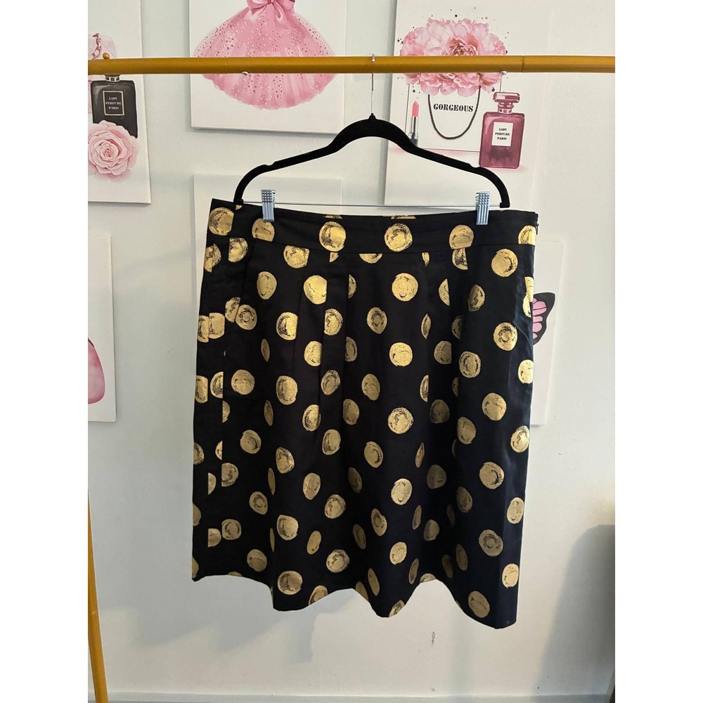 Ann Taylor Black Gold Metallic Polka Dot A-Line Skirt Size 18 NWT 14442704